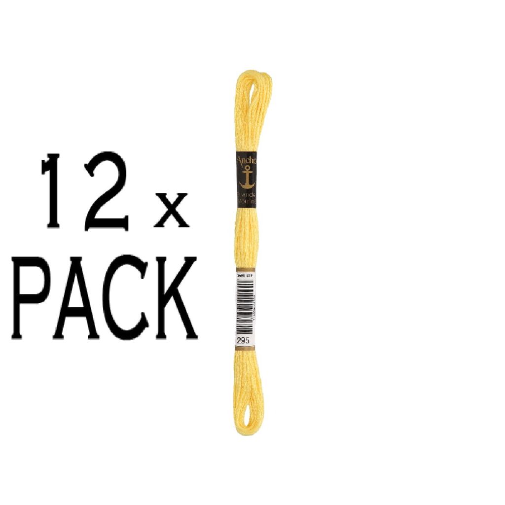 12x Anchor Sticktwist 8m, hellgelb, Baumwolle, Farbe 295, 6-fädig, VPE