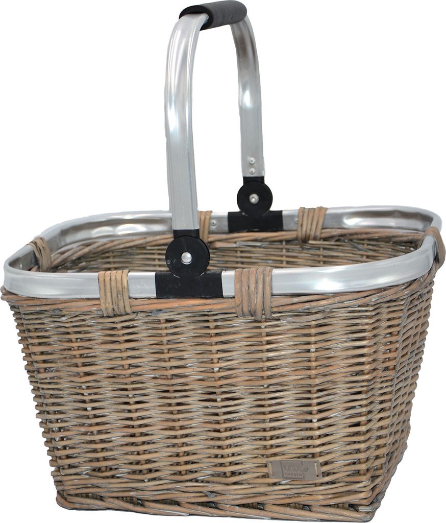 UNUS® Einkaufskorb Weidenkorb grau Alu-Griff,Klappbarer Produktbild 1