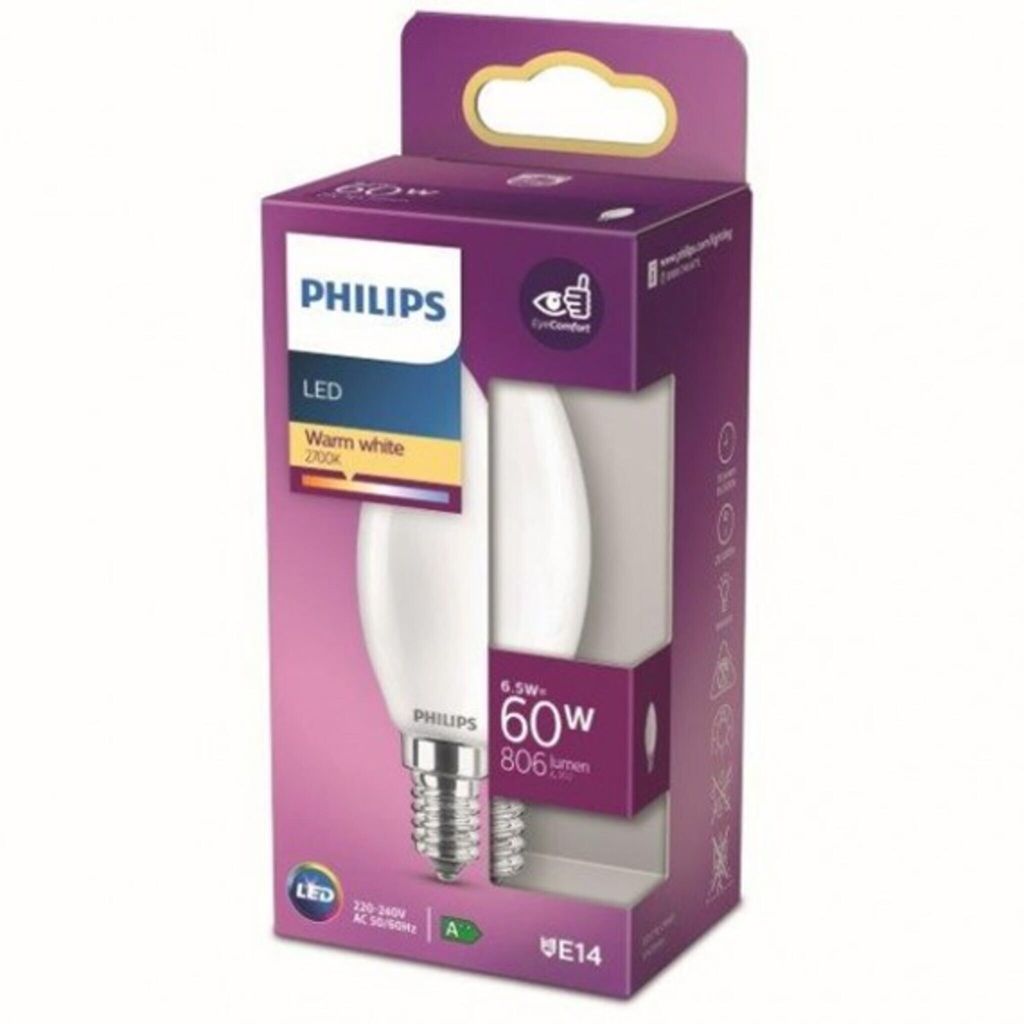 A product box for a Philips LED light bulb.