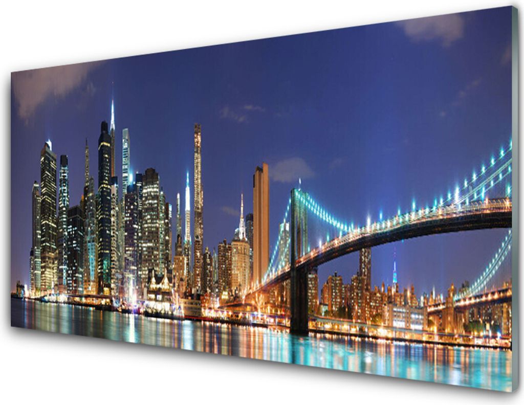 Küchenrückwand aus Glas 100x50cm Spritzschutz Brücke Stadt Architektur