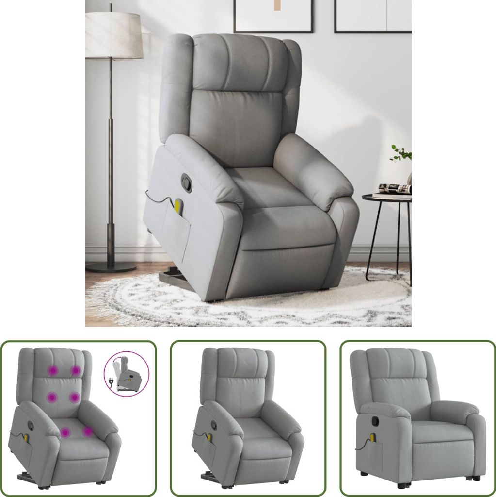 The Living Store Massagesessel mit Aufstehhilfe Hellgrau Stoff