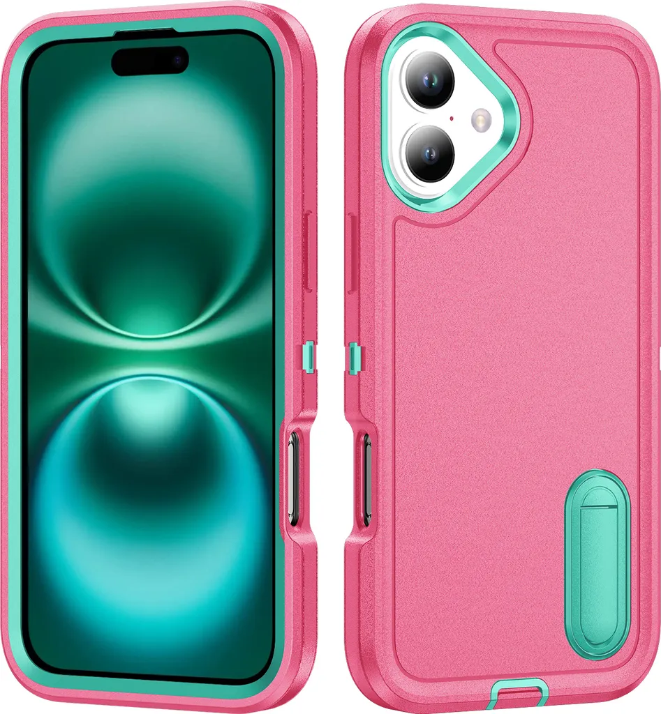 Custodia iPhone 16 Plus Rosa con Stand | Super Resistente 3-in-1 Offerta