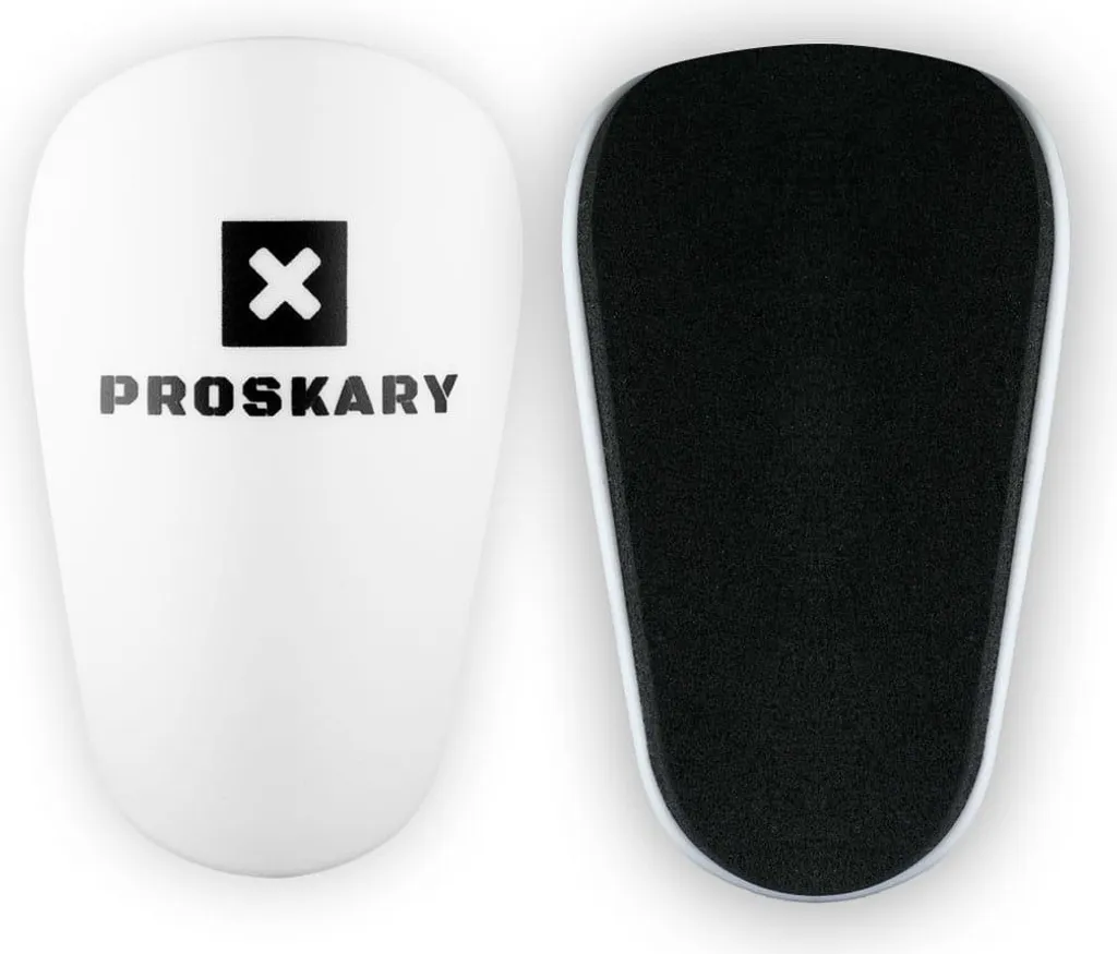 Protège-tibias Proskary 10x6cm blancs : ultra compacts et rigides