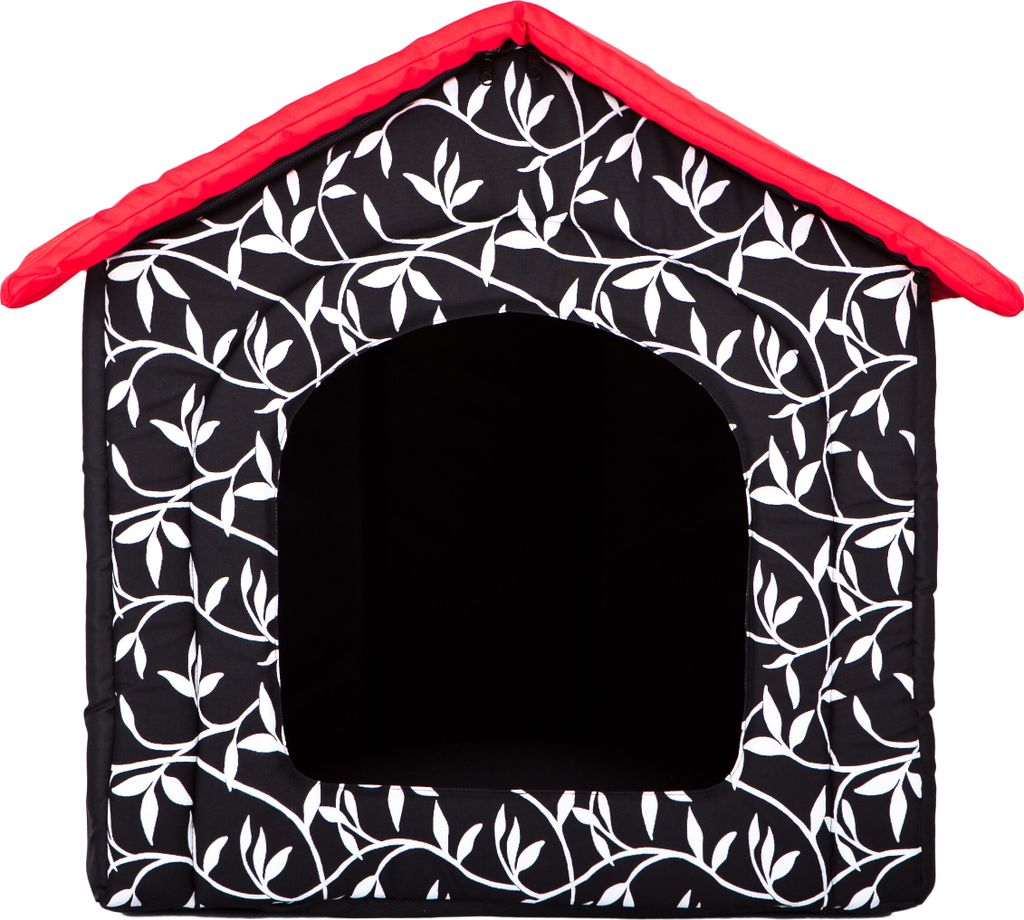 HobbyDog Hundehütte Hundebett Tierbett Katzenbett - Standard - 38 x 38 x 32 cm [Größe: R1] - Schwarz mit Rot