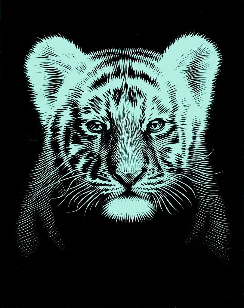Mammut Kratzbild Tigerbaby 11 x 18 cm Scratch Art Malen Kratzen Tiger Motiv