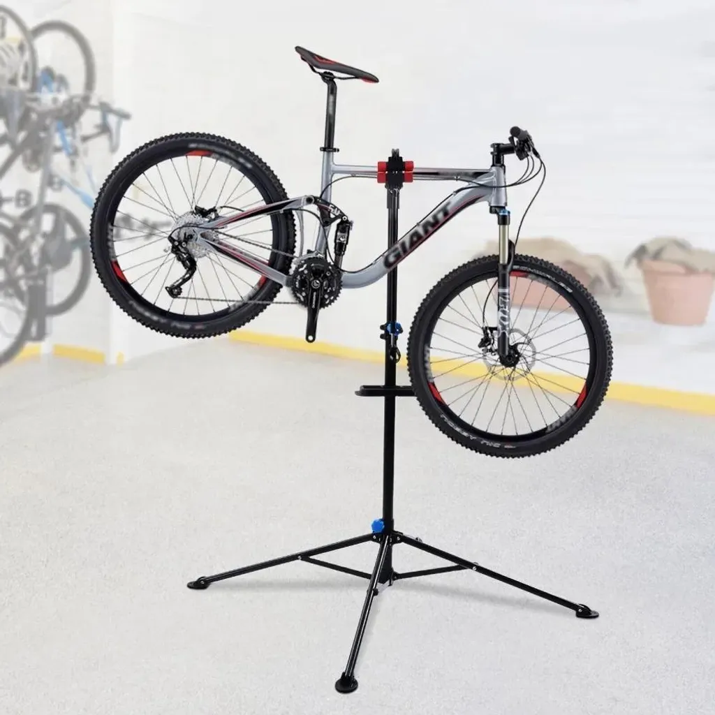 Pied d'atelier vélo gris clair réglable et pliable - Support rotation 360° - 5