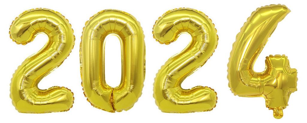 Happy 2024 Number Folienballons Neujahr Banner Festival Party Dekor