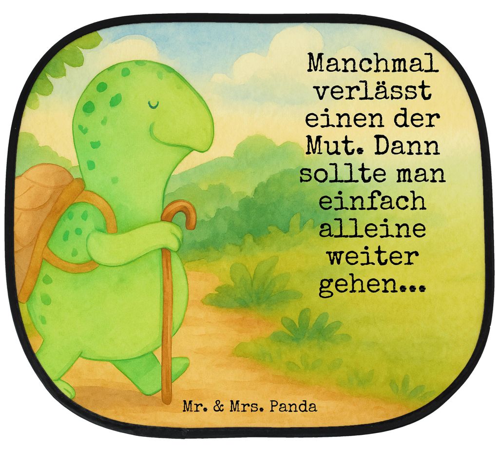 Mr. & Mrs. Panda Auto Sonnenblende Schildkröte Wanderer Design - Weiß - Geschenk, Motivationsspruch, saugnapf sonnenschutz, Schildkröten, Rucksa...
