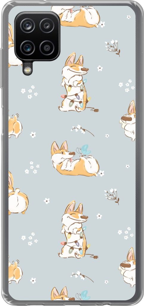 MuchoWow Handyhülle Schutzhülle Hülle für Telefoonhoesje Samsung Galaxy A12 Muster - Hund - Corgi - Jungen - Mädchen - Kinder - Kinder Silik...