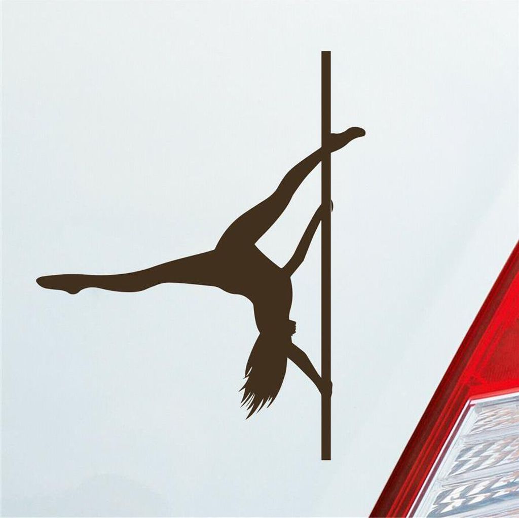 Auto Aufkleber Sexy Girl Tanzen Poledance Strip GoGo Pin Up 12x9 cm Braun Sticker Heckscheibenaufkleber