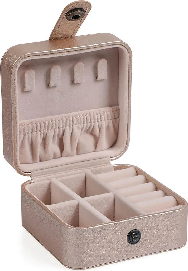 Boîte à bijoux dorée format compact avec miroir intérieur intégré luxe