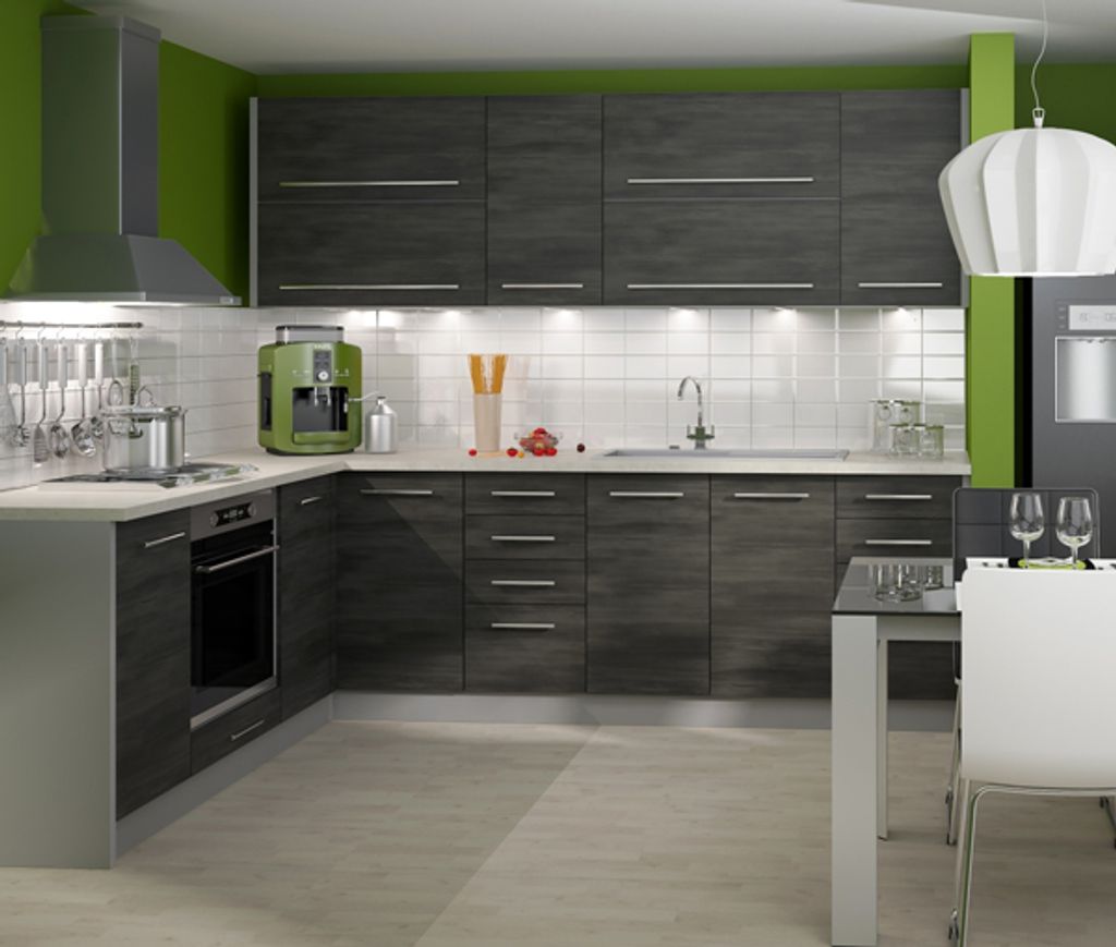 Küchenzeile Küche Grau Hochglanz Komplett Set Küchenblock Einbauküche 2 m Küche 