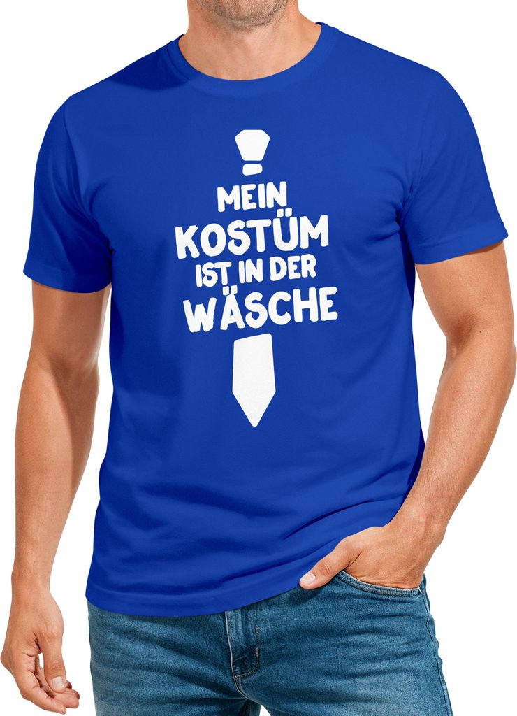 Herren T-Shirt Mein Kostüm ist in der Wäsche Fasching Karneval Last Minute Kostüm Verkleidung Faschingsshirt Fun-Shirt Moonworks