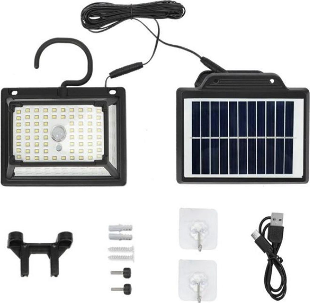 INF Abnehmbare Solarleuchte mit USB, 190 LED Warmweiß, für Garten & Camping