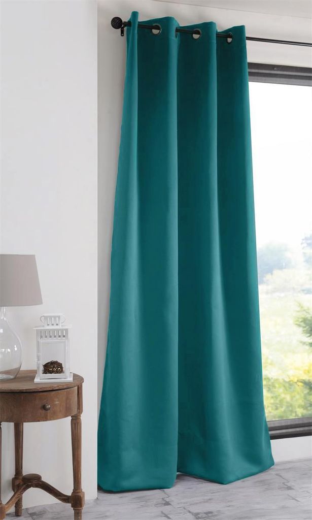 Design91 Vorhang PARISA türkis 135x250 cm Ösen Ösenvorhang