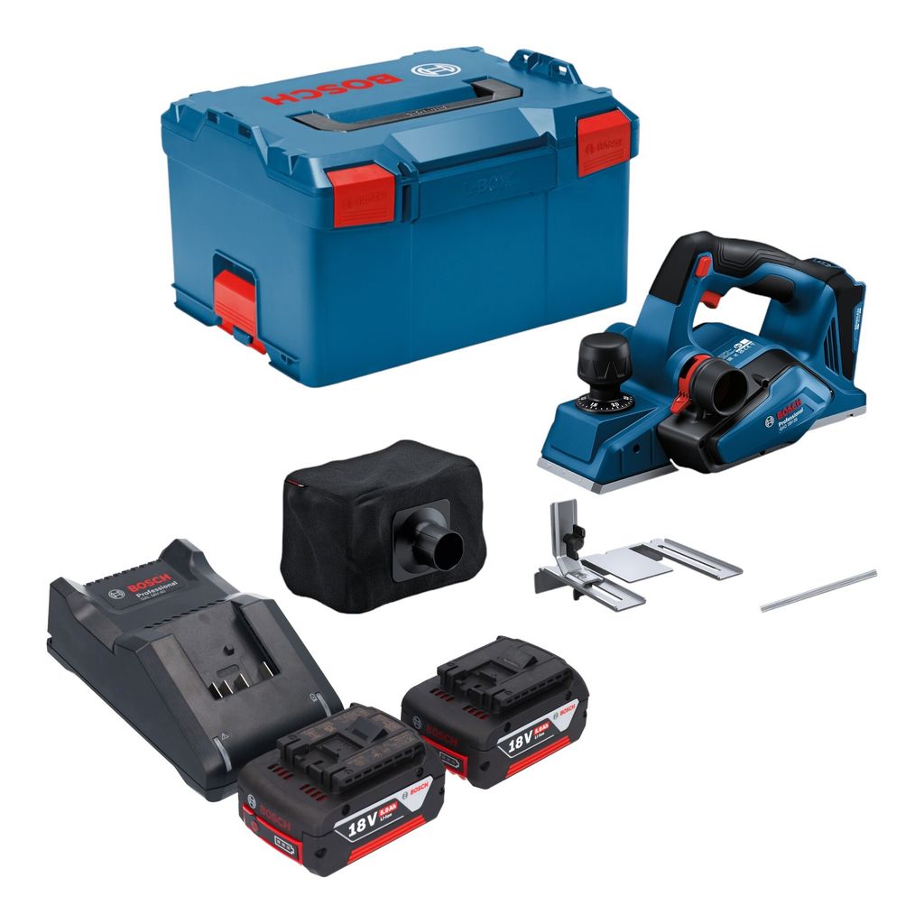 Bosch GHO 18V-26 Professional Akku Hobel 18 V 2,6 mm Brushless + 2x Akku 5,0 Ah + Ladegerät + L-Boxx
