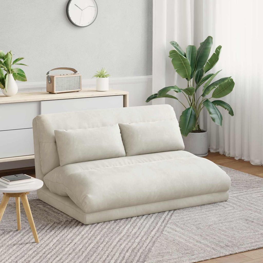 Bodenstuhl Creme 110 x 82 x 55 cm Samt - Fernseh- & Relaxsessel DE1208