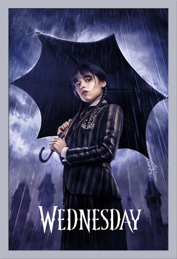 Poster Mercoledì Downpour con Cornice Argento Shinsuke® Maxi 61x91,5 cm