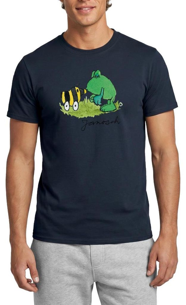 Spreadshirt Janosch Frosch Tigerente Kuss Männer T-Shirt, XL, Navy