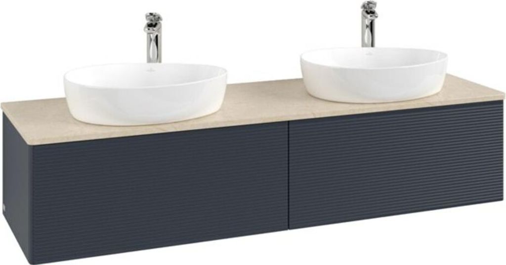 V&B Waschtischunterschrank mit Frontstruktur Antao 160x50cm, HL, WBP botti., md bl. m Lac