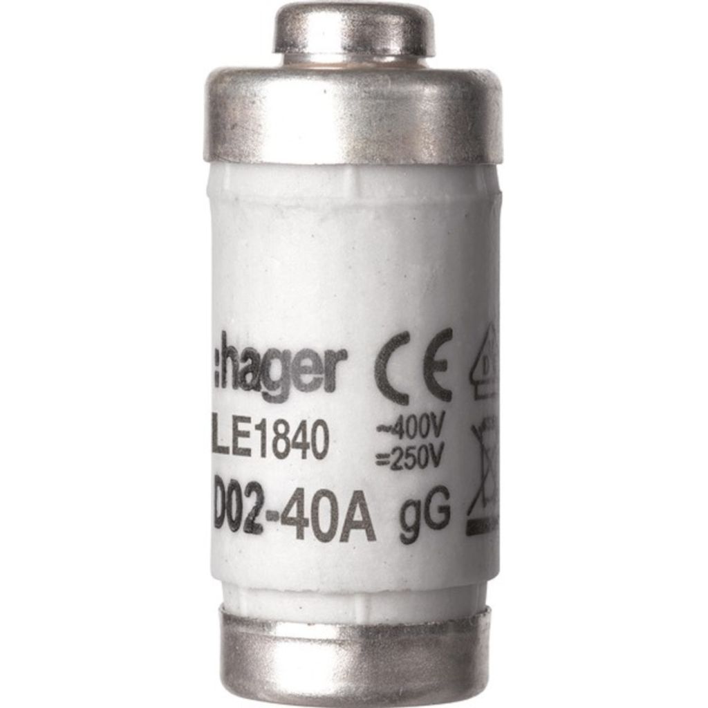 HAGER Sicherungseinsatz D02 E18 40A 400V gG mit Kennmelder, Produktbild 
