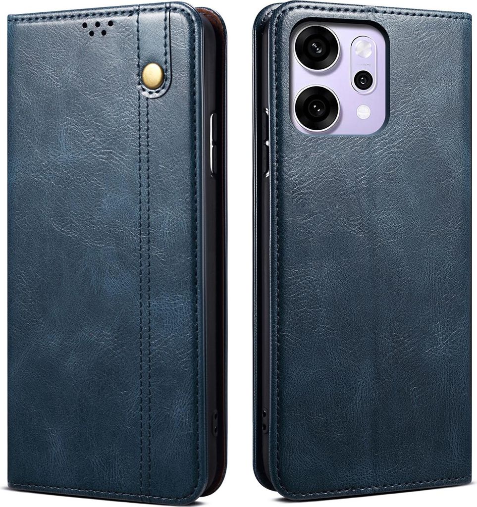 Hülle für Reno14 Pro Leder Brieftasche Schutzhülle mit Standfunktion Blau