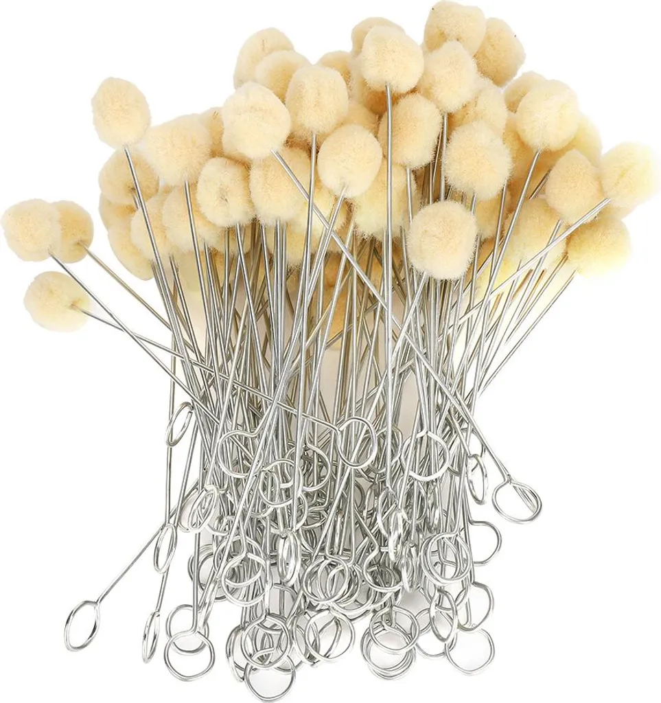 Kit 100 Tamponi Lana con Manico Metallo per Pittura e Cuoio