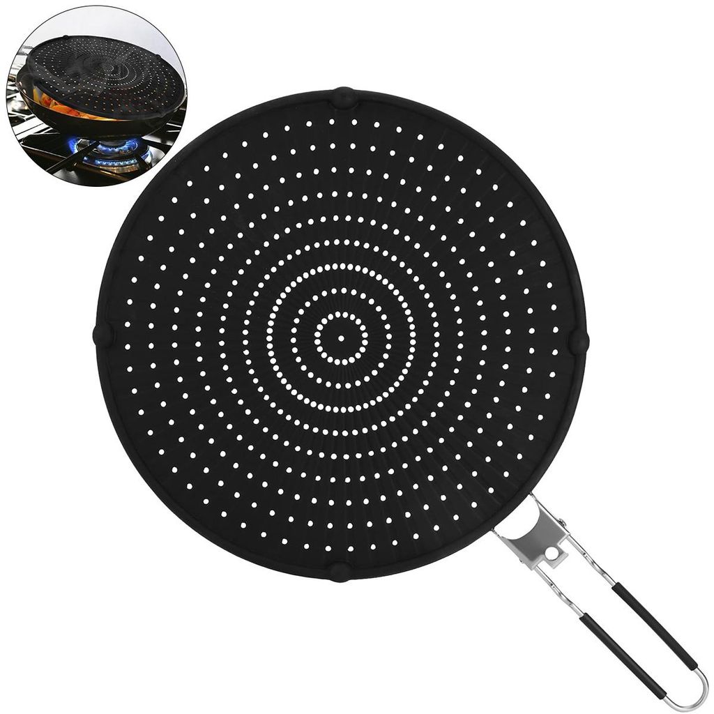 Silikon Spritzschutz Pfanne, hitzebeständig, Anti Fettspritzer Deckel, universell 13 Zoll, spülmaschinengeeignet, BPA-frei