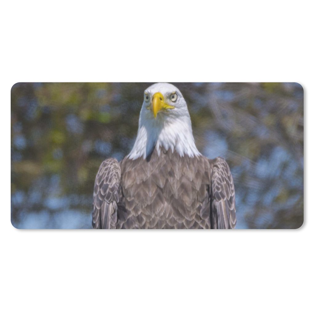 MuchoWow Schreibtischunterlage Ein Weißkopfseeadler sitzt auf einem Holzpfahl 80x40 cm - XXL Mauspad - Gaming Mauspad