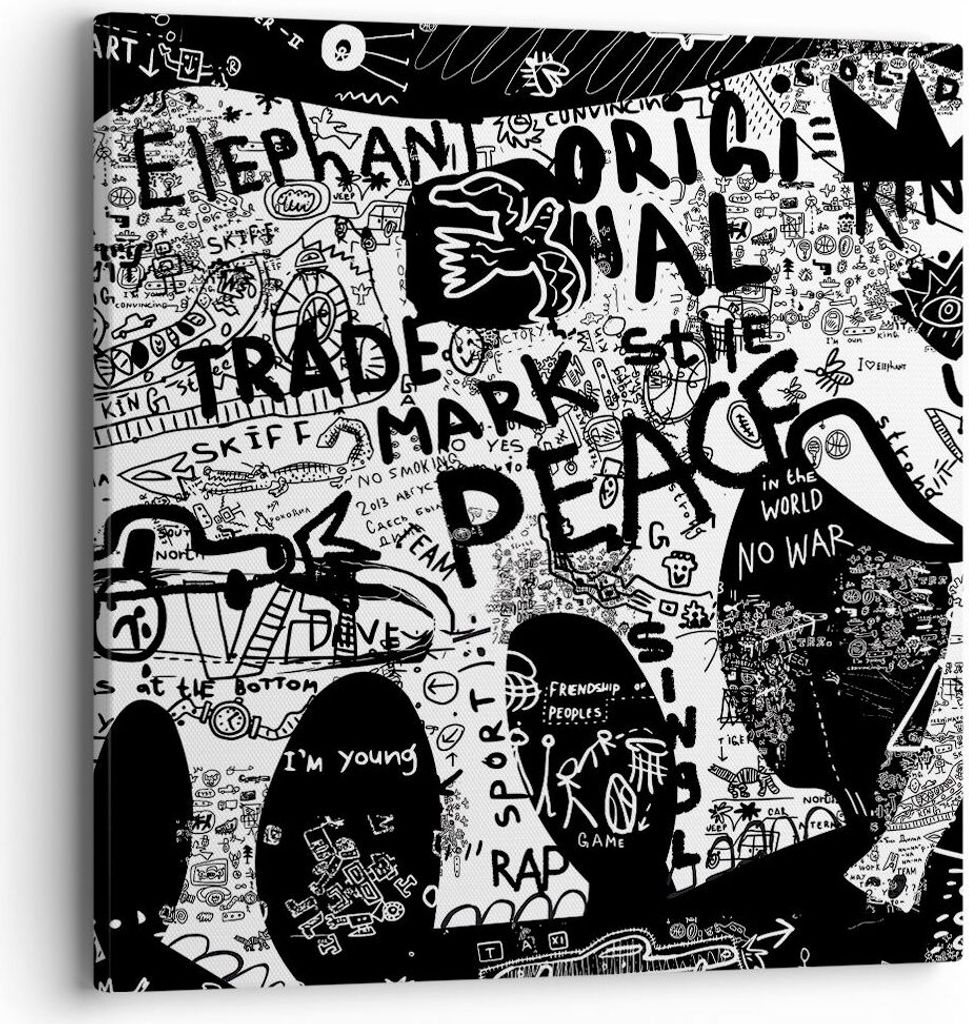Bild auf Leinwand - Leinwandbild - Elefant symbol abstraktion tier - 40x40cm - Wand Bild - Wanddeko - Leinwanddruck - Bilder - Kunstdruck - Wanddek...