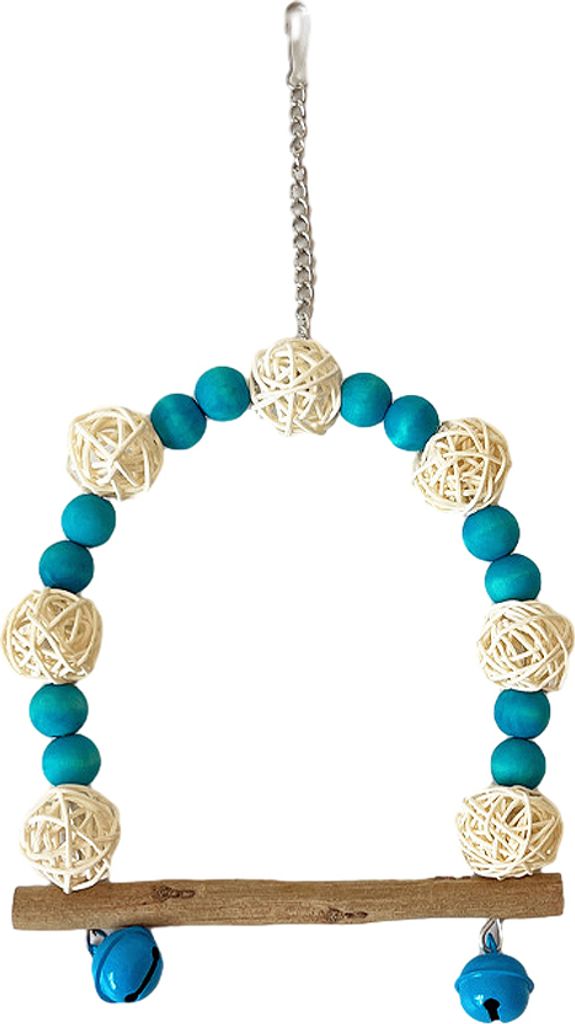 18cm Große Hölzerne Vogelschaukel, Vogelkäfig-Hängeschaukel Für Lovebird, Papageienspielplatz, Spielhallen-Zubehör (Blau)