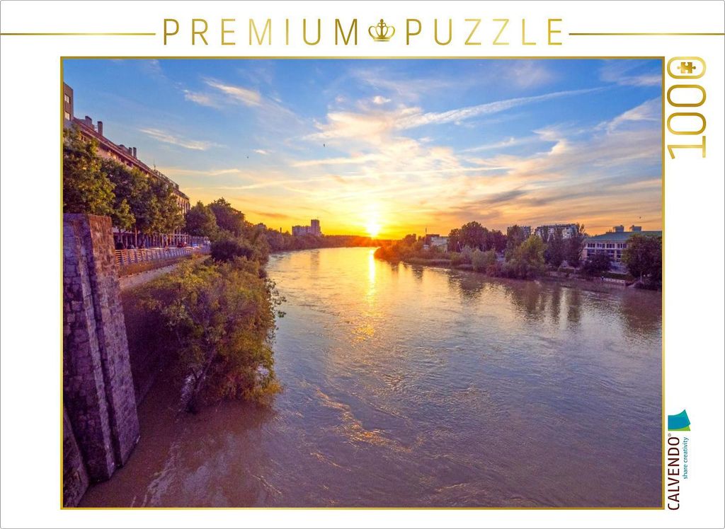 CALVENDO Puzzle Schöner Sonnenuntergang am Ebro | 1000 Teile Lege-Größe 64x48cm Foto-Puzzle für glückliche Stunden