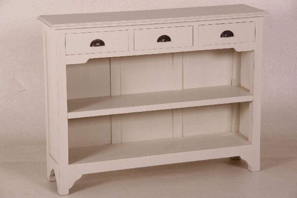 Casa Padrino Landhaus Stil Konsolen Tisch mit 3 Schubladen weiß - Shabby Chic Möbel
