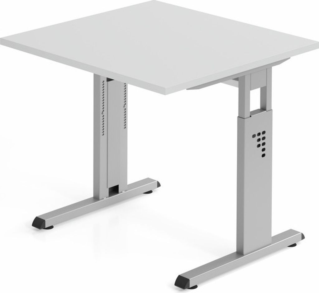 Sitz-Steh-Schreibtisch Juhani | Grau | Breite 80cm | Höhe 65-85cm | stufenlos höhenverstellbar | Rechteckform
