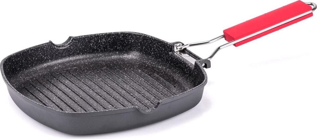 Grillpfanne 24 x 24 cm - Antihaftbeschichtung - Induktionsfreundlich - Schwarz
