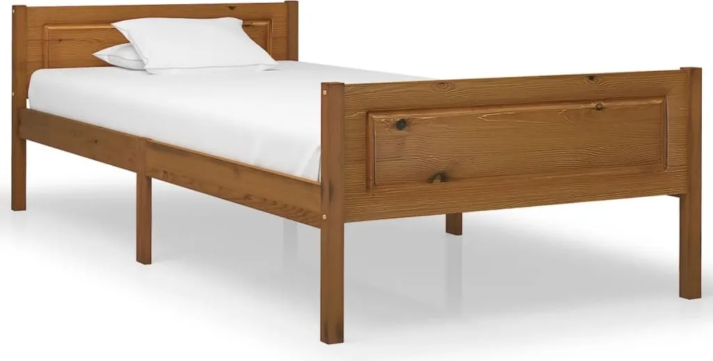 Cadre de lit 100x200 cm Pin Massif Miel - Lit Simple Scandinave Naturel