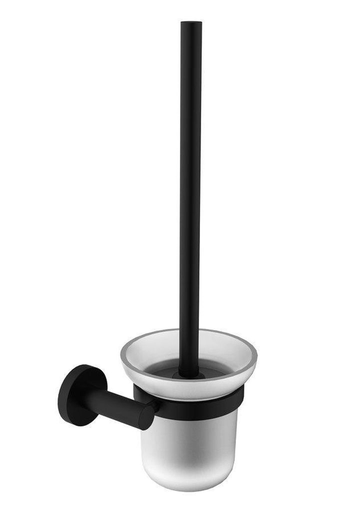 Sapho X-ROUND BLACK Hänge-WC-Bürste, Milchglas, Schwarz matt