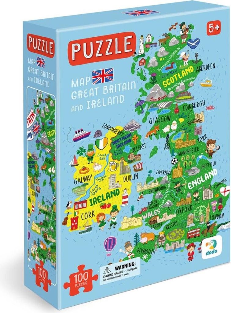 Puzzle Mapa Veľkej Británie a Severného Írska 100 dielikov Obrázok produktu 