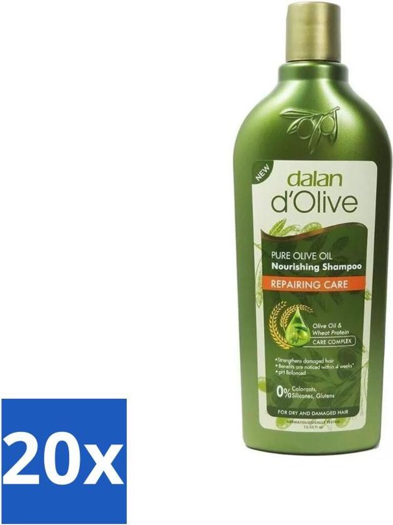 Dalan d'Olive - Shampoo - Haarreparatur - Für trockenes und strapaziertes Haar - 400 ml - Vorteilspack - 20 Stücke