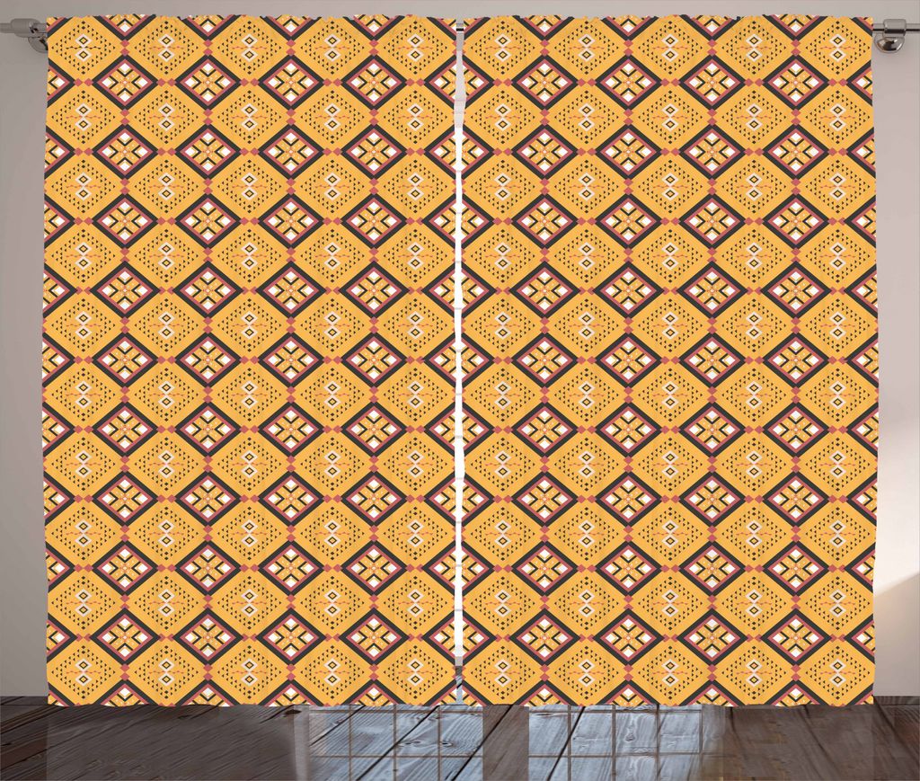 ABAKUHAUS afrikanisch Rustikaler Gardine, Fliese, Schlafzimmer Kräuselband Vorhang mit Schlaufen und Haken, 280 x 175 cm, Anthrazit grau Getrockne...