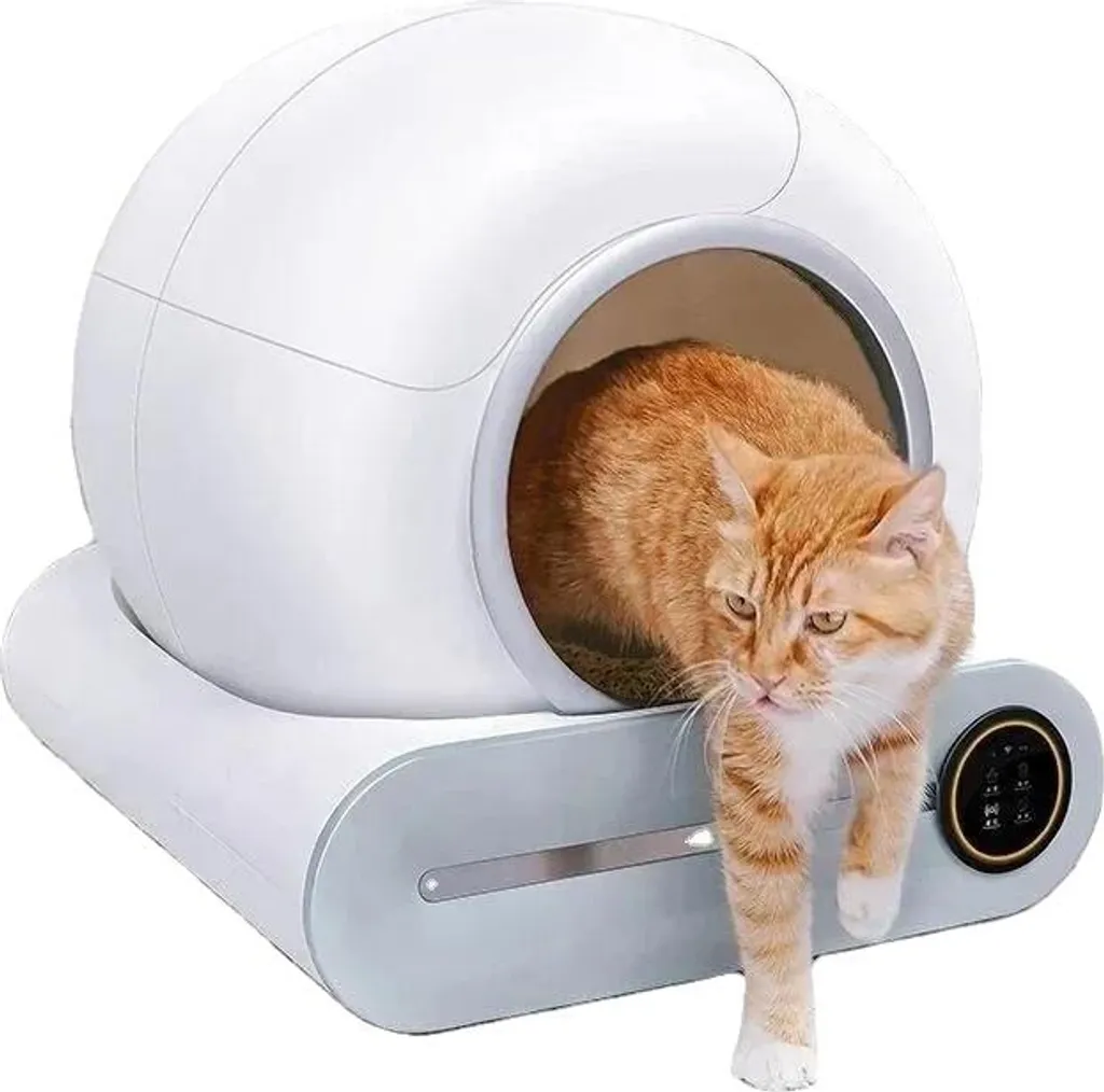 Litière automatique sans odeur contrôlée par APP pour chat blanc