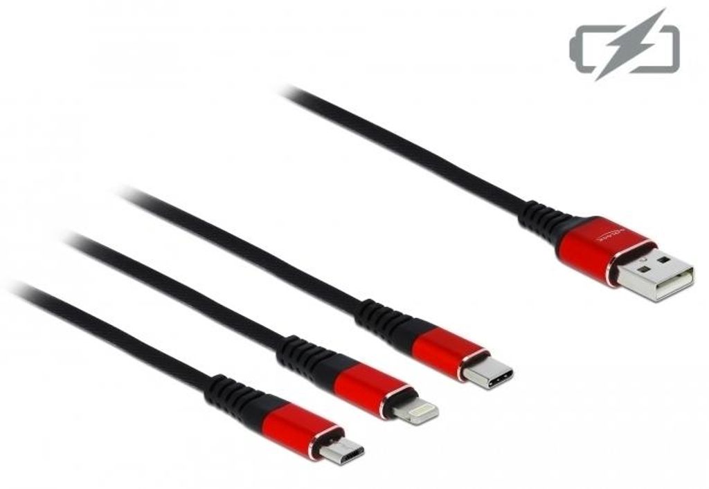 DeLOCK USB Ladekabel 3 in 1 for Lightning / Micro USB / USB Produktbild 