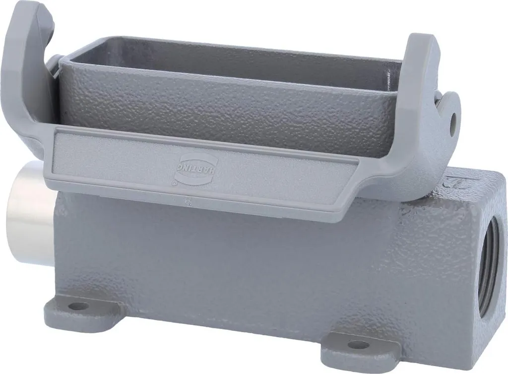 HARTING Han 16A Base alta, 2xPG16 uscita cavo laterale, con 1 staffa longitudinale Vite PG16 Area di serraggio