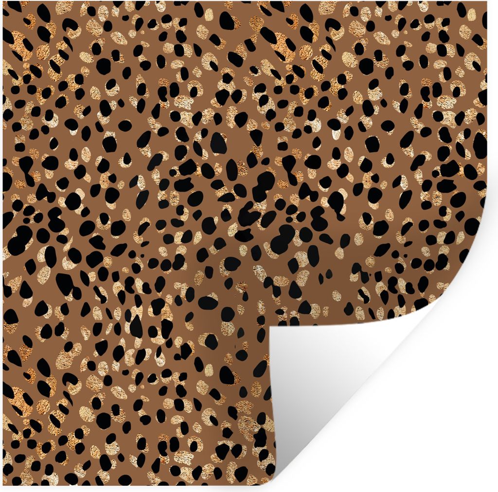 MuchoWow Wandtattoo Wandsticker Wandaufkleber Leopard - Tiermuster - Gold 30x30 cm Selbstklebend und Repositionierbar - Repositionierbar - Wasser...