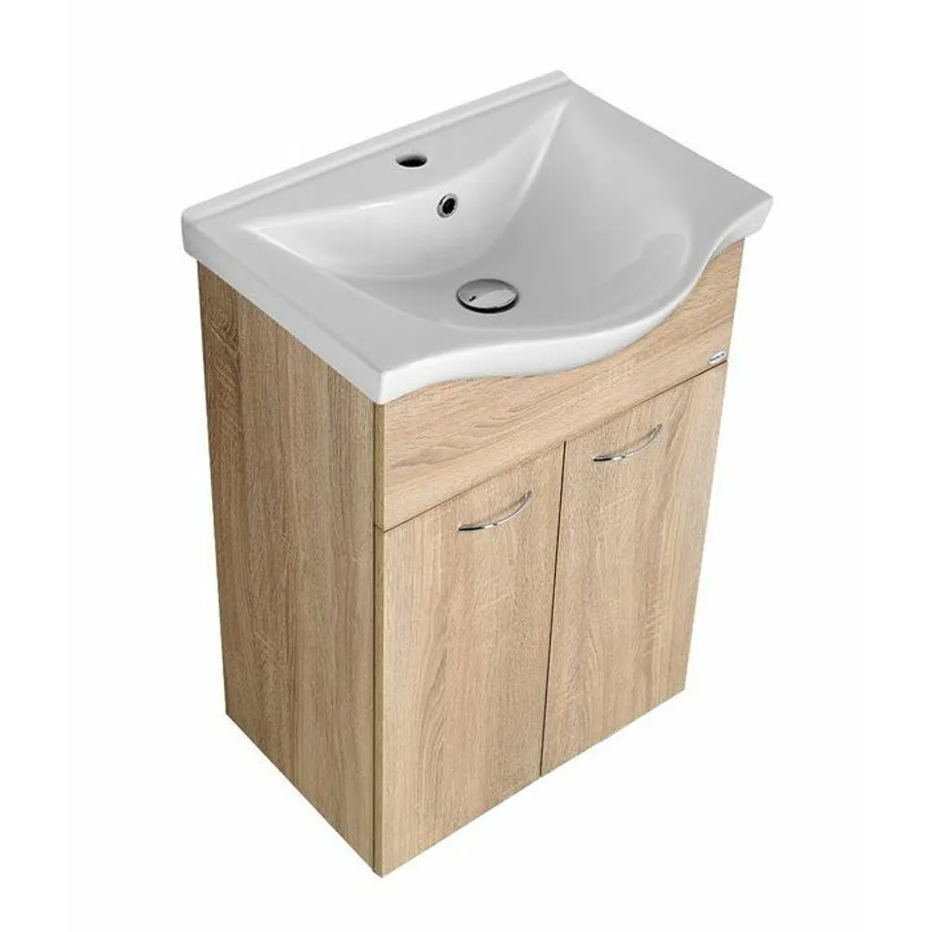 Meuble Lavabo Keramia Fresh 511x740mm Chêne Platine Finition Premium