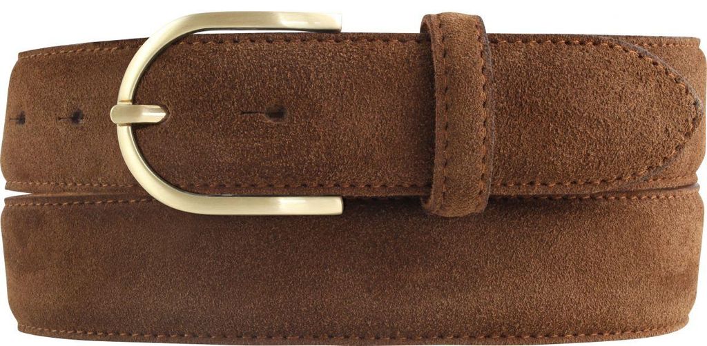 Damengürtel aus Veloursleder mit goldener Gürtelschnalle 3,5 cm