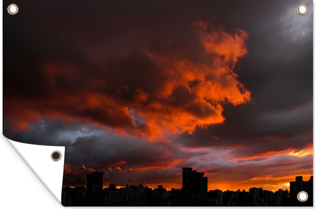 MuchoWow 120x80 cm Outdoor-Poster Gartendeko Sichtschutz Garten Poster für den Garten Sonnenuntergang über Belo Horizonte in Brasilien