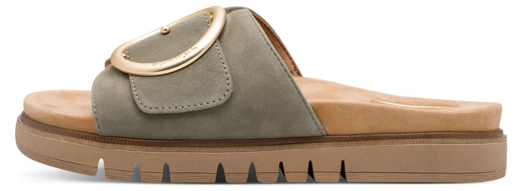 Tamaris Comfort Damen Pantolette mit runder Schnalle und Plateausohle 8-87106-42, Größe:37 EU, Farbe:Grün