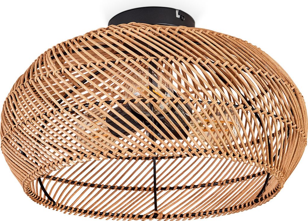 Decollatura moderne Deckenlampe aus Metall/Bambus/Holz in Schwarz/Natur