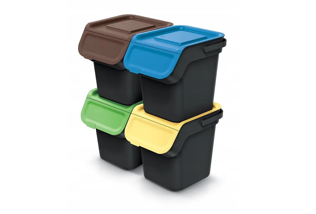 Station de tri sélectif KADDI Q SET noire 4x25L avec filtre charbon